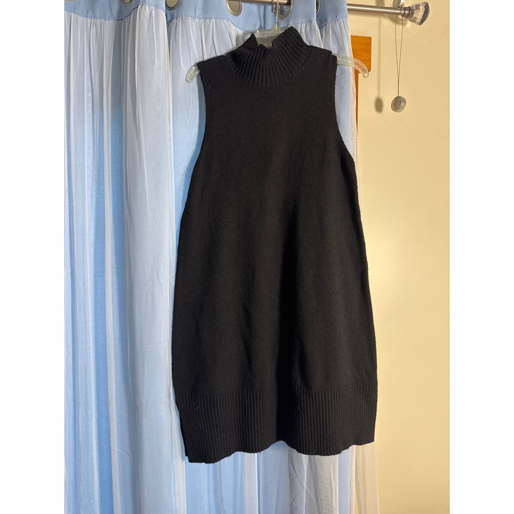 Free Assembly Sweater Dress Women L Mock‎ Neck Black Sleeveless NWT